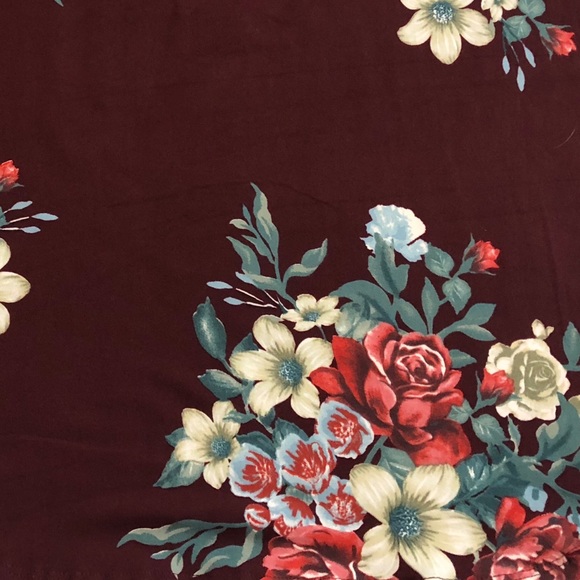 SOFT Burgundy Floral Caged Neck Long Sleeve Top - Picture 4 of 4